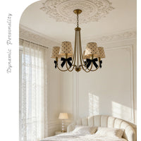 French Retro Bowknot Pendant Light with Polka Dot Shade for Living Room and Bedroom