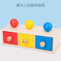 Montessori Wooden Coin Box and Textile Drum Toy for Toddlers 1-3 Years