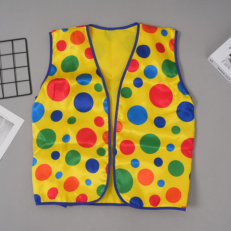 Halloween Clown Vest Costume with Rainbow Wig for Cosplay & Stage Performance