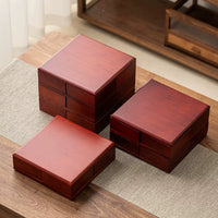 Vintage Wooden Multi-Layer Rotating Drawer Fruit Plate Snack Storage Box
