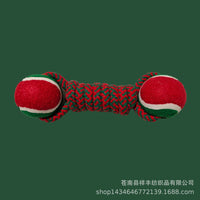Christmas Pet Tennis Ball Chew Toy for Dogs, Interactive Cotton Rope Indoor Outdoor Training
