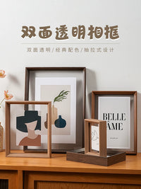 Double-Sided Transparent Photo Frame Wall Mount or Tabletop Display for Pictures and Specimens