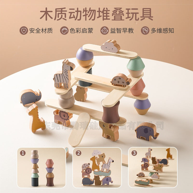 Wooden Stacking Blocks Early Education Toy Set for Kids