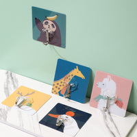 Punch-Free Cartoon Floral Adhesive Hooks for Home Kitchen Bathroom