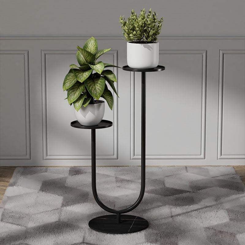 Luxury Metal Plant Stand with Rock Slab Shelves, Multi-Tier Indoor/Balcony Flower Pot Holder
