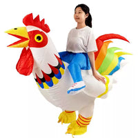Inflatable Rooster Mascot Costume for Halloween Parties and Performances, Adult and Kids Ride-On Animal Outfit