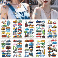 Kids' Temporary Transport Vehicle Tattoos - Cartoon Car, Boat, Plane Designs