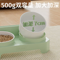 Elevated Pet Feeding Bowl for Cats and Small Dogs, Tilted Neck Protection Food and Water Dish, Non-Slip Design