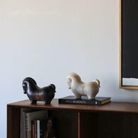 Vintage Style Faux Jade Chinese Horse Figurine for Living Room Office Decor