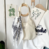 Japanese Style Floral Cotton Linen Scarf for Women, Thin Decorative Neck Scarf