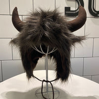 Warm Faux Fur Trapper Hat with Horns for Winter Cycling