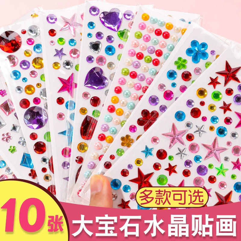 Kids' 3D Gemstone Stickers for Decoration and Reward - Cartoon Princess Design