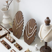 Walnut Wood Jewelry Necklace Display Stand Pendant Holder Vintage Large Capacity Organizer