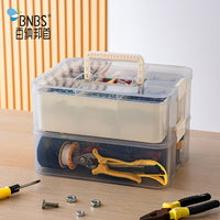 Double-Layer Transparent Storage Box with Lid for Small Parts and Tools