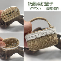 Miniature Clay Strawberry Basket for DIY Crafts and Dollhouse Decor