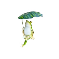 Leaf Shade Frog Garden Statue for Outdoor Patio Pond Aquarium Micro Landscape Decor