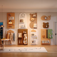 Solid Wood Pegboard Wall Organizer Shelf Entryway Decor Storage Rack Accessories