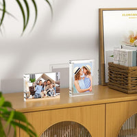 Acrylic Photo Frame Clear Freestanding Double-Sided Magnetic Display for Desktop