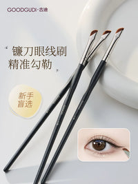 Gudie Eyeliner and Eyeshadow Detail Brush Set - Angled Eyebrow, Concealer, and Lower Lash Line Makeup Brushes