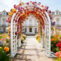 European Style Wrought Iron Arch Trellis for Climbing Plants, Roses, and Vines - Outdoor Garden and Villa Decor