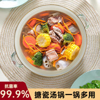 Enamel Steamer Pot with Lid, Thickened Double-Layer Stockpot for Induction & Gas Stoves