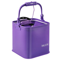 Hanhai New Purple Foldable Fishing Bucket EVA Live Fish Container with Rope for Fishing Tackle