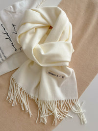 Korean Style Solid Color Imitation Cashmere Scarf for Autumn/Winter - Warm, Versatile, Fashionable Tassel Shawl