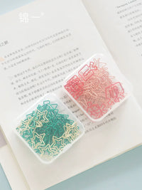 Jinyi Stationery Christmas Rose Gold Shaped Paper Clips, Geometric Multifunctional Korean Style Bookmarks, Creative Metal Clips, 24 Pieces