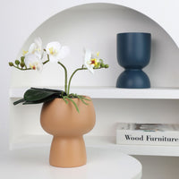 Creative Ceramic Orchid Planter Pot with Drainage Tray for Hyacinth Green Plants