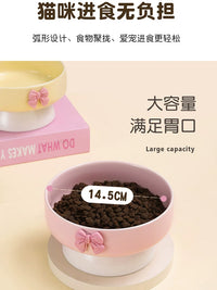 Elevated Ceramic Pet Bowl for Cats and Small Dogs - Tilted Wide Mouth Food and Water Dish