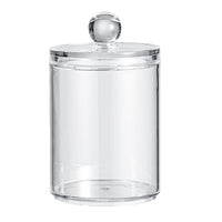 Acrylic Cotton Swab Holder with Bamboo Lid, Desktop Organizer for Cotton Pads and Floss Picks