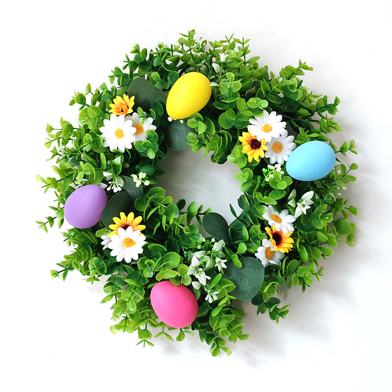 Artificial Daisy Eucalyptus Wreath for Spring Easter Door Decor