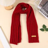Knitted Solid Color Scarf for Autumn/Winter, Thickened Warm Neck Warmer, Simple Windproof Design
