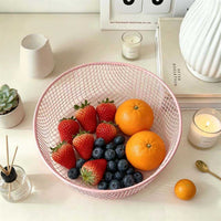 Macaron Color Iron Art Round Storage Basket for Snacks, Fruits, Toys, and Sundries