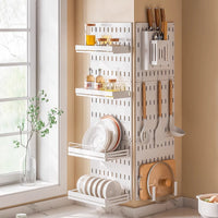 No-Drill Kitchen Pegboard Organizer Rack for Spices, Knives, Pot Lids, and Utensils