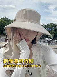 UV Protection Sun Hat with Neck Flap and Face Mask for Summer Outdoor Activities