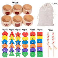 Kids Wooden Magnetic Fishing Game Geometric Shape Color Sorting Educational Toy