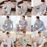 Men's Knitted Cotton Pajama Set Loose Fit Loungewear for Middle-Aged Men
