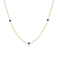 14K Gold Plated Triple Bead Dainty Necklace for Women