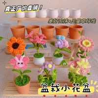 Miniature DIY Crochet Plant Pot with Artificial Grass for Car & Home Decor