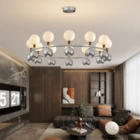 Nordic Glass Pumpkin/Globe Chandelier for Living Room Dining Room Bedroom