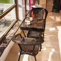 Rattan Wicker Bistro Set with Coffee Table and Chairs for Balcony Patio Outdoor Indoor Use