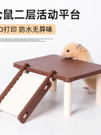 Hamster Two-Tier Activity Platform with Ladder - 3D Printed, Waterproof, Odorless Plastic for Cages