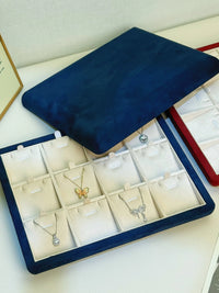 Multi-functional Velvet Jewelry Display Tray with Magnetic Lid for Necklaces, Pendants, Rings