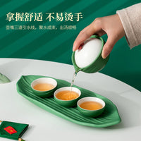Dragon Boat Festival Portable Kung Fu Tea Set with Teapot, Cups, and Tray for Outdoor Camping