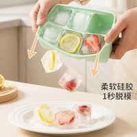 Silicone Ice Cube Tray with Lid, Large Square Ice Mold for Whiskey Cocktails, Food Grade Ice Maker with Storage Box