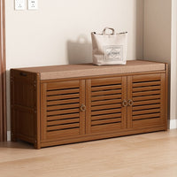 Solid Wood Shoe Cabinet with Seating Bench and Storage for Entryway