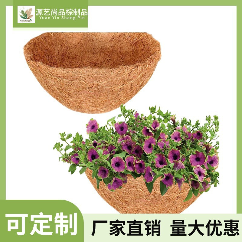 Coco Coir Liner for Hanging Baskets, Trough Planters, and Window Boxes - Natural Coconut Fiber Plant Pot Insert