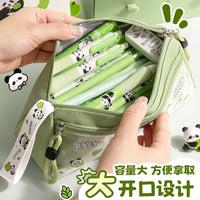 Cartoon Panda & Cat Large Capacity Pencil Case for Students