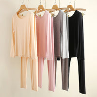 Women's Modal Thermal Underwear Set Thin Long Sleeve Top & Bottoms Plus Size